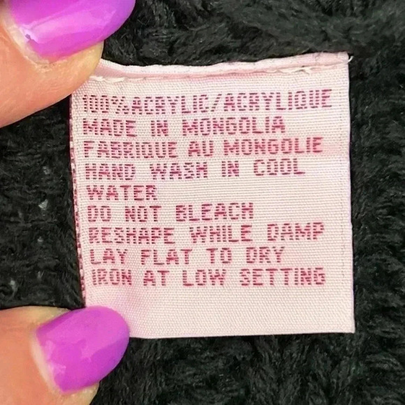 Vintage Poncho Cable Knit Fringe Trim  Black Turtleneck Small Medium - Picture 13 of 16